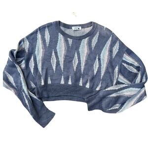Beer Germany Cropped Sweater Size M Sheer Mesh Chevron Knit Y2K Vintage